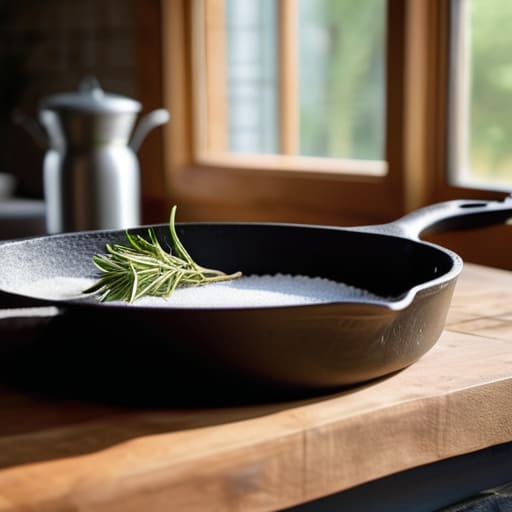 A heavyweight cast iron skillet.