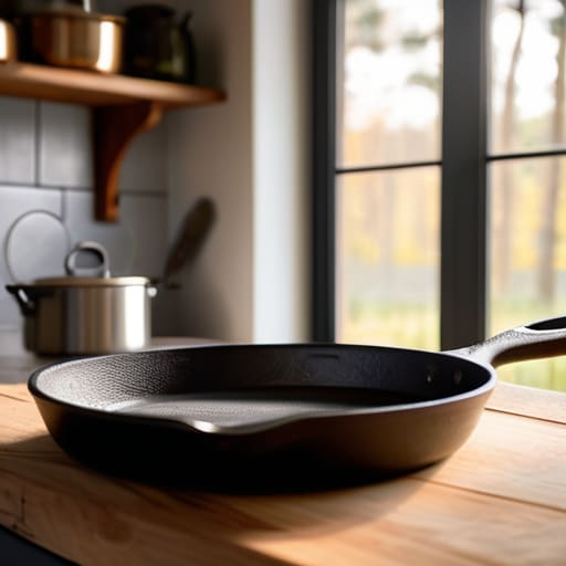 Heavy-duty cast iron skillet for cooking.