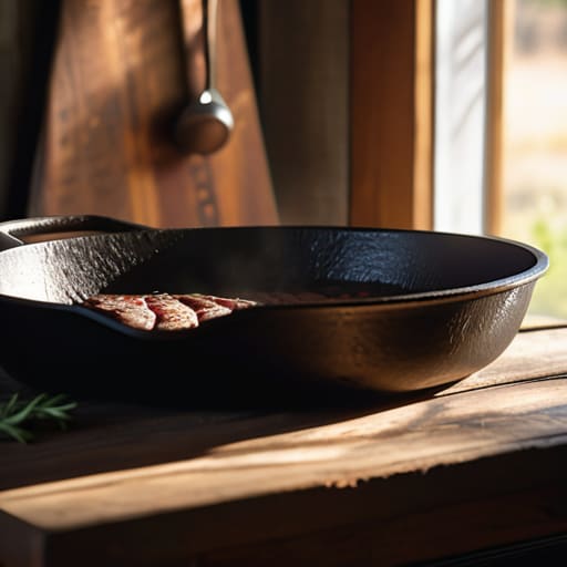 Heavy-duty seasoned cast iron skillet.