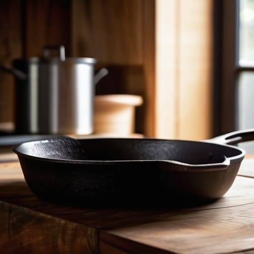 Heavy skillet showing First Impressions Design.