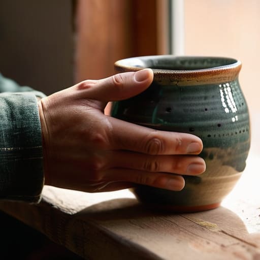 Artisanal hand-thrown stoneware mug with glaze.