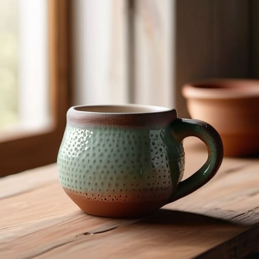 Handmade artisanal ceramic mugs.