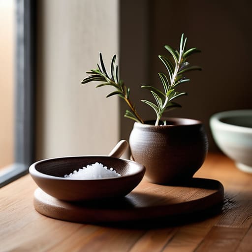 Small ceramic salt cellars for kitchen use.