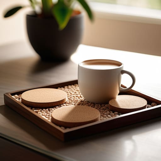 Stylish cork coasters for home decor.