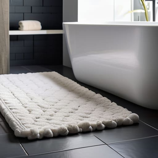 Soft white cotton bath mats.