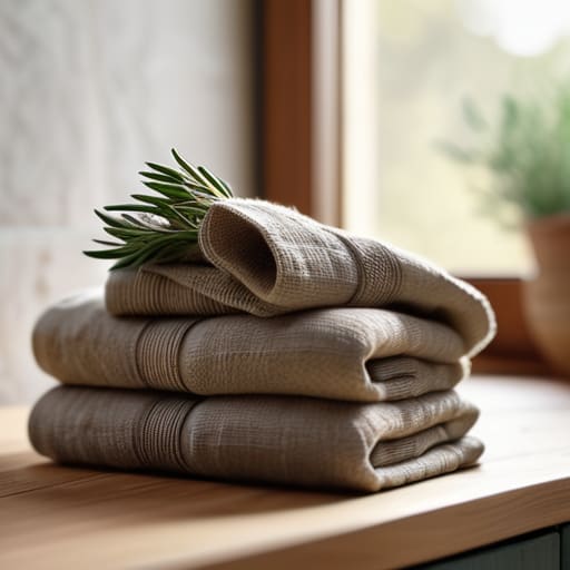 Washing and using linen kitchen towels.