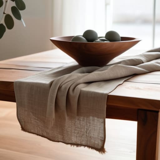 Elegant linen table runners on dining table.