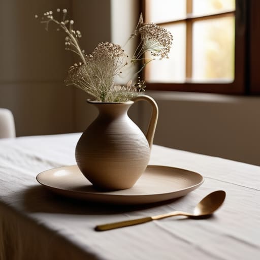 Styling elegant linen tablecloths for meals.