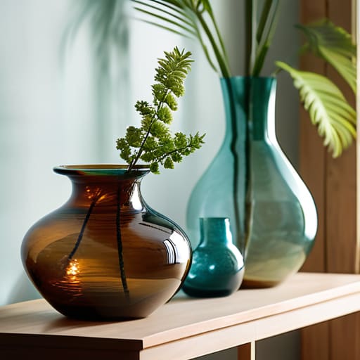 Elegant recycled glass decor on a table.