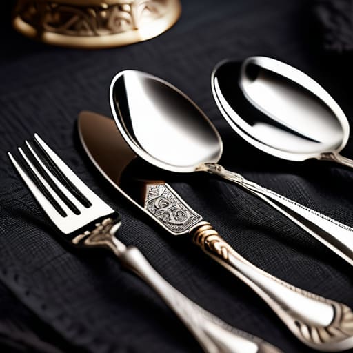 Elegant silver cutlery on a table.