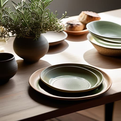 Elegant table setting with stoneware plates.