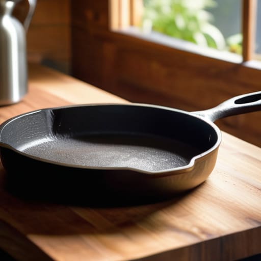 Heavy-duty cast iron skillet for cooking.