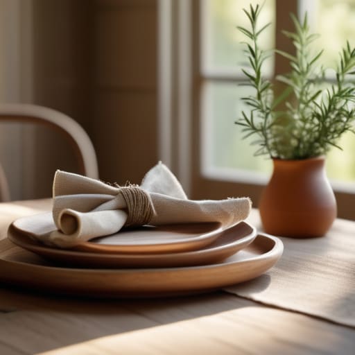 Sustainable dining with linen napkins.
