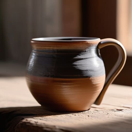 Hand-thrown stoneware pottery coffee mug.